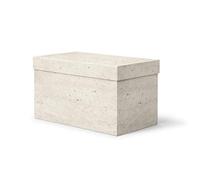 ilo - Scatola per Armadio Rigida con Coperchio cm 45x25 H.25 - Contenitore Portaoggetti Decorativo - Rivestimento Texture Materica Effetto Cemento Grigio Chiaro - Riciclabile e Prodotto in Italia