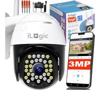 iLogic Telecamera Da Esterno PTZ Full HD Camera Wifi Esterno Impermeabile IP65 Telecamere Di Sorveglianza Da 360° Compatibile TUYA Smart Life 2304x1296p 3mpx Telecamera Notturna Con Zoom 4x