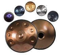ILOOXI 432hz 440hz Handpan Drum, Tamburo Per Tongue In Acciaio D Minore 10 Note Hand Pan 22 Pollici Steel Hand Drum Tamburo A Mano, Per Bambini E Adulti (Color : Gold-440hz, Size : 10 Notes)