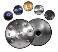 ILOOXI 432hz 440hz Handpan Drum, Tamburo Per Tongue In Acciaio D Minore 10 Note Hand Pan 22 Pollici Steel Hand Drum Tamburo A Mano, Per Bambini E Adulti (Color : Silver-432hz, Size : 10 Notes)