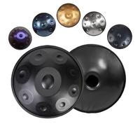 ILOOXI 432hz 440hz Handpan Drum, Tamburo Per Tongue In Acciaio D Minore 10 Note Hand Pan 22 Pollici Steel Hand Drum Tamburo A Mano, Per Bambini E Adulti (Color : Black-432hz, Size : 9 Notes)