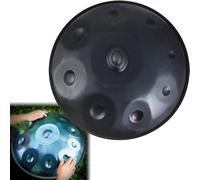 ILOOXI 9 Toni Tamburo Handpan Da 22 Pollici, Tamburo A Mano Re Minore 432Hz/440Hz, 9 Note, Nero, In Acciaio, Con Supporto, 2 Bacchette, Borsa Morbida