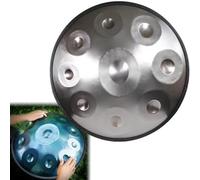 ILOOXI 9 Toni Tamburo Handpan Da 22 Pollici, Tamburo A Mano Re Minore 432Hz 440Hz Tamburo Per Tongue In Acciaio Con Supporto Per Handpa, 2 Bacchette, Borsa Morbida (Color : Silver-9 Notes, Size : 44