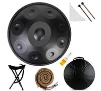 ILOOXI Hand Pan Harmonic 9/10/12 Note Handpan Drum Instrument 432Hz/440Hz Tamburo A Mano Percussioni In Acciaio D Minor Regalo Di Strumento Musicale Curativo (Color : Black-440hz, Size : 12 Notes)