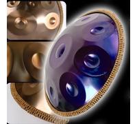 ILOOXI Handpan Drum 9/10/12 Note Tamburo In Acciaio 432Hz 440Hz Tamburo Per Handpan D Minore Strumento A Percussione, Con Borsa A Mano, Bacchette, Supporto Per Handpan (Color : Purple-432hz, Size :