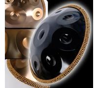 ILOOXI Handpan Drum 9/10/12 Note Tamburo In Acciaio 432Hz 440Hz Tamburo Per Handpan D Minore Strumento A Percussione, Con Borsa A Mano, Bacchette, Supporto Per Handpan (Color : Black-432hz, Size : 1