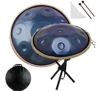 ILOOXI Strumento A Tamburo Handpan 22 Pollici 9/10/12 Note Tamburo A Mano Re Minore Handpan Drum In Acciaio, Strumenti A Percussione Per Principianti Adulti (Color : Blue-440hz, Size : 10 Notes)