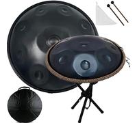 ILOOXI Strumento A Tamburo Handpan 22 Pollici 9/10/12 Note Tamburo A Mano Re Minore Handpan Drum In Acciaio, Strumenti A Percussione Per Principianti Adulti (Color : Black-440hz, Size : 9 Notes)