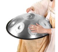 ILOOXI Tamburo A Mano In Acciaio Handpan Drum 432Hz 440Hz Hand Pan 9/10/12 Note Tamburo Handpan Da 22 Pollici In Re Minore Con Soft Hand Pan Bag, 2 Bacchette E Il Sopporto (Color : Silver-440hz, Siz