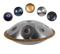 ILOOXI Tamburo Armonico 9 Note Tamburo Handpan Re Minore 22 Pollici Tamburo A Mano In Acciaio Con Borsa Per Handpan, Maglio Per Handpan, Supporto Per Handpan (Color : Silver-9 Notes, Size : 432hz)