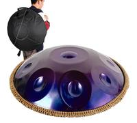 ILOOXI Tamburo Handpan 9/10/12 Note, Tamburo In Acciaio 432Hz/440Hz Tamburo A Mano In Re Minore 22 Pollici/58cm Tamburo Per Tongue, Regali Per Musica E Strumenti (Color : Purple-432hz, Size : 12 Not