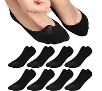 ILovDaisy 8 paia di calzini da donna ballerina, traspiranti, calzini da sneaker, invisibili, calzini antiscivolo con cuscinetto in silicone, 36-40/39-42, 8 paia (8 nere), 39-42