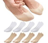 ILovDaisy 8 paia di calzini da donna ballerina, traspiranti, calzini da sneaker, invisibili, calzini antiscivolo con cuscinetto in silicone, 36-40/39-42, 8 paia (4 bianco 4 color pelle), 36-40