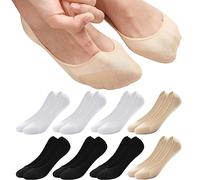 ILovDaisy di calzini da donna ballerina, traspiranti, calzini da sneaker, invisibili, calzini antiscivolo con cuscinetto in silicone, calzini corti, 8 paia (3 nere, 3 bianche, 2 color pelle), 36-40