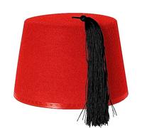 ILOVEFANCYDRESS® - 1 cappello rosso con nastro nero, cappello in feltro per uomini e donne, ideale per la guerra fredda, russo, turco, arabo e medico di viaggio