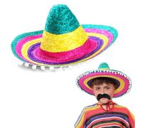 ILOVEFANCYDRESS - Confezione da 3 cappellini per bambini, multicolore con motivo a forma di fiocco messicano, colore: rosso, rosa, arcobaleno, confezione da 3