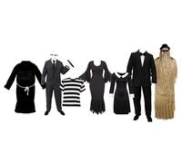 Ilovefancydress - Set di costumi dei membri della famiglia Addams: Gomez, Morticia, Zio Fester, Cugino It, Mercoledì e Pugsley