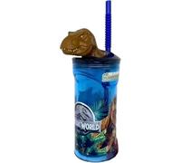 ILS I LOVE SHOPPING Bicchiere 360ml con Cannuccia e Personaggio 3D per Bambini BPA free - J U R A S S I C DINOSAURI