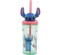 ILS I LOVE SHOPPING Bicchiere 360ml con Cannuccia e Personaggio 3D per Bambini BPA free (per STITCH)