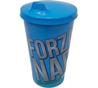 ILS I LOVE SHOPPING Bicchiere in plastica da 430 ml, riutilizzabile e lavabile, con beccuccio e coperchio tifoso NAPOLI