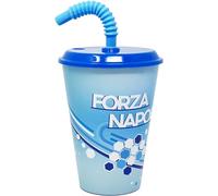 ILS I LOVE SHOPPING Bicchiere Sport con Cannuccia e Coperchio 430 ml per Bambini in plastica senza BPA - FORZA NAPOLI