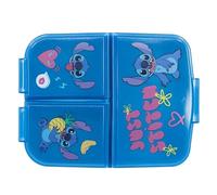 ILS I LOVE SHOPPING Porta Merenda Scuola con 3 scomparti Portamerenda in Plastica Bambini Pranzo Launch Box - BPA Free (Stitch)