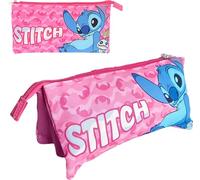 ILS I LOVE SHOPPING Portapenne Astuccio Triplo Borsellino Scuola e Asilo per Bambini e Ragazzi 22x12cm STITCH