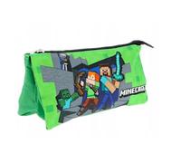 ILS I LOVE SHOPPING Portapenne Astuccio Triplo Borsellino Scuola e Asilo per Bambini e Ragazzi 22x12cm MINECRAFT