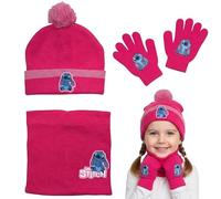 ILS I LOVE SHOPPING Set 3 pezzi con Cappello Invernale, Scaldacollo Sciarpa e Guanti per Bambini - Taglia Unica - Morbidi e Caldi (per STITCH)