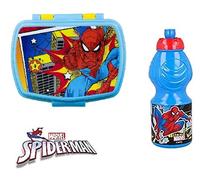 ILS I LOVE SHOPPING Set Pranzo Scuola 2 Pezzi Portamerenda e Borraccia in Plastica Bambini Bambino Merenda Launch Box - BPA Free (Spiderman)