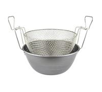 ILSA Friggitrice con Cestello, Ferro Spazzolato e Nichelato, Diametro 36 cm