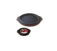ILSA Piatto a servire, Ghisa Smaltata, Vassoio in Legno, Diametro cm 31