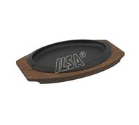 ILSA Piatto a Servire, Ghisa, Ovale, Vassoio in Legno, cm 32x22