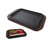 ILSA PIATTO A SERVIRE IN GHISA CON VASSOIO LEGNO BISTECCHIERA CARNE BISTECCA