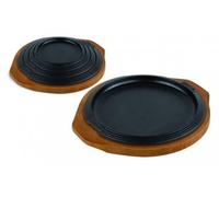 ILSA Piatto da Portata in Ghisa, Vassoio in Legno, Rotondo, 16 cm - NUOVO