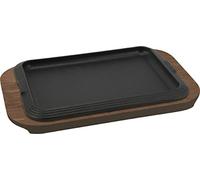 ILSA Piatto in Ghisa con Vassoio in Legno, cm 30x22