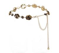 ILuvatar Cintura da donna in metallo con design a petalo 3D, stile punk oro con grandi decorazioni a cerchio, stile vintage punk e western cowgirl alla moda cintura in vita sottile, Oro-s80, Medium