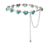 ILuvatar Cintura da donna in metallo occidentale: stile cowgirl regolabile, con turchese e decorazione a concho. Ideale per abiti, jeans. Perfetto per concerti country e abiti boho. intarsiato con