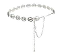 ILuvatar Luvatar - Cintura da donna in metallo con catena traforata e decorata, stile skinny, Argento-s70, 118CM