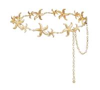 ILuvatar Luvatar - Cintura da donna in metallo con catena traforata e decorata, stile skinny, Oro-s72, Medium