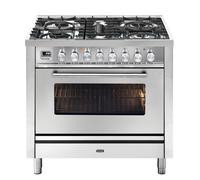 Ilve Cucina P09W Professional Plus P09PDWE3 con forno elettrico e piano cottura a gas con pescera con dual da 90 cm