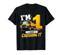 I'm 1 And Digging It Construction Bulldozer 1st Birthday Boy Maglietta