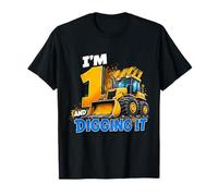 I'm 1 And Digging It Construction Bulldozer 1st Birthday Boy Maglietta
