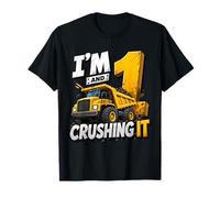I'm 1 And Digging It Construction Bulldozer 1st Birthday Boy Maglietta