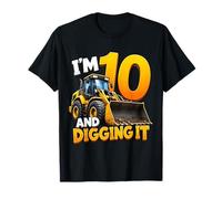 I'm 10 Digging It Construction Bulldozer 10th Birthday Boy Maglietta