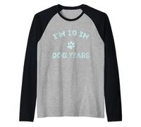 I'm 10" Dog Years Funny 70th Birthday Vintage Maglia con Maniche Raglan