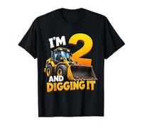 I'm 2 And Digging It Construction Bulldozer 2nd Birthday Boy Maglietta