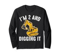 I'm 2 And Digging It Funny Excavator 2 ° Compleanno Maglia a Manica
