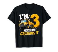 I'm 3 And Digging It Construction Bulldozer 3rd Birthday Boy Maglietta