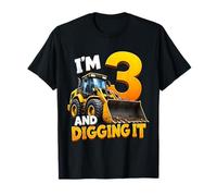 I'm 3 And Digging It Construction Bulldozer 3rd Birthday Boy Maglietta